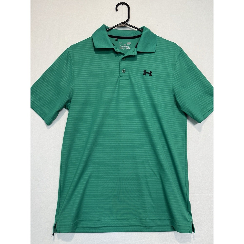 Under Armour Golf Polo Mens Small Heatgear Green Striped Short Sleeve 8330687